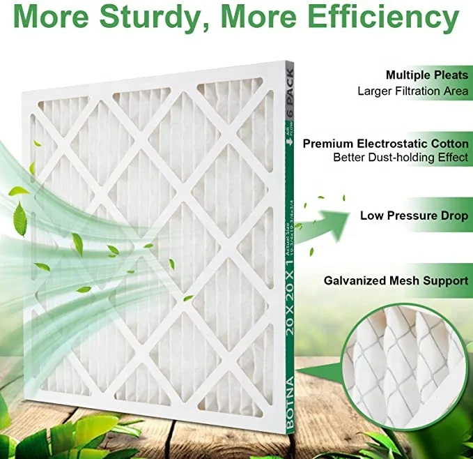 Botna 20x20x1 Air Filter Merv 14 Furnace Filter,Pleated Hvac Ac Filter