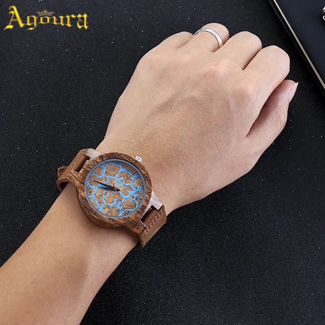 Watch with leather band