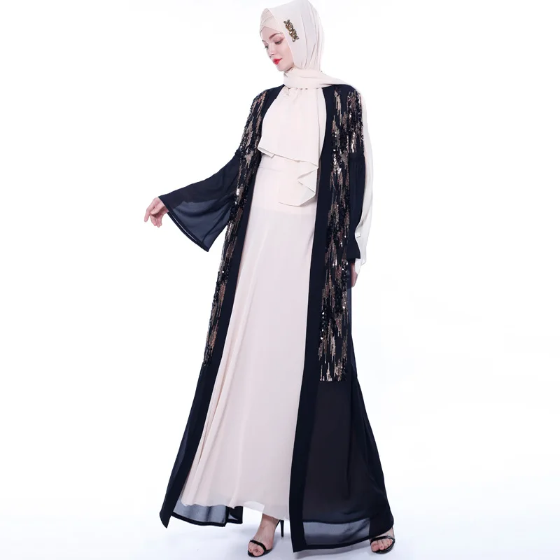 Muslim Abaya Sequins Kimono Arabe Kaftan Dubai Hijab Dress Turkey