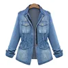 Distressed Zip Up Giubbino Donna European Turnhout Women Long Jean Jacket Plus Size