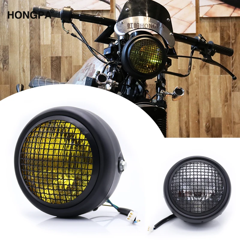 Cafe Racer Grille 5.75 Inch Headlight Retro12v 35w Motorcycle Headlamp For Motorbikes Buy