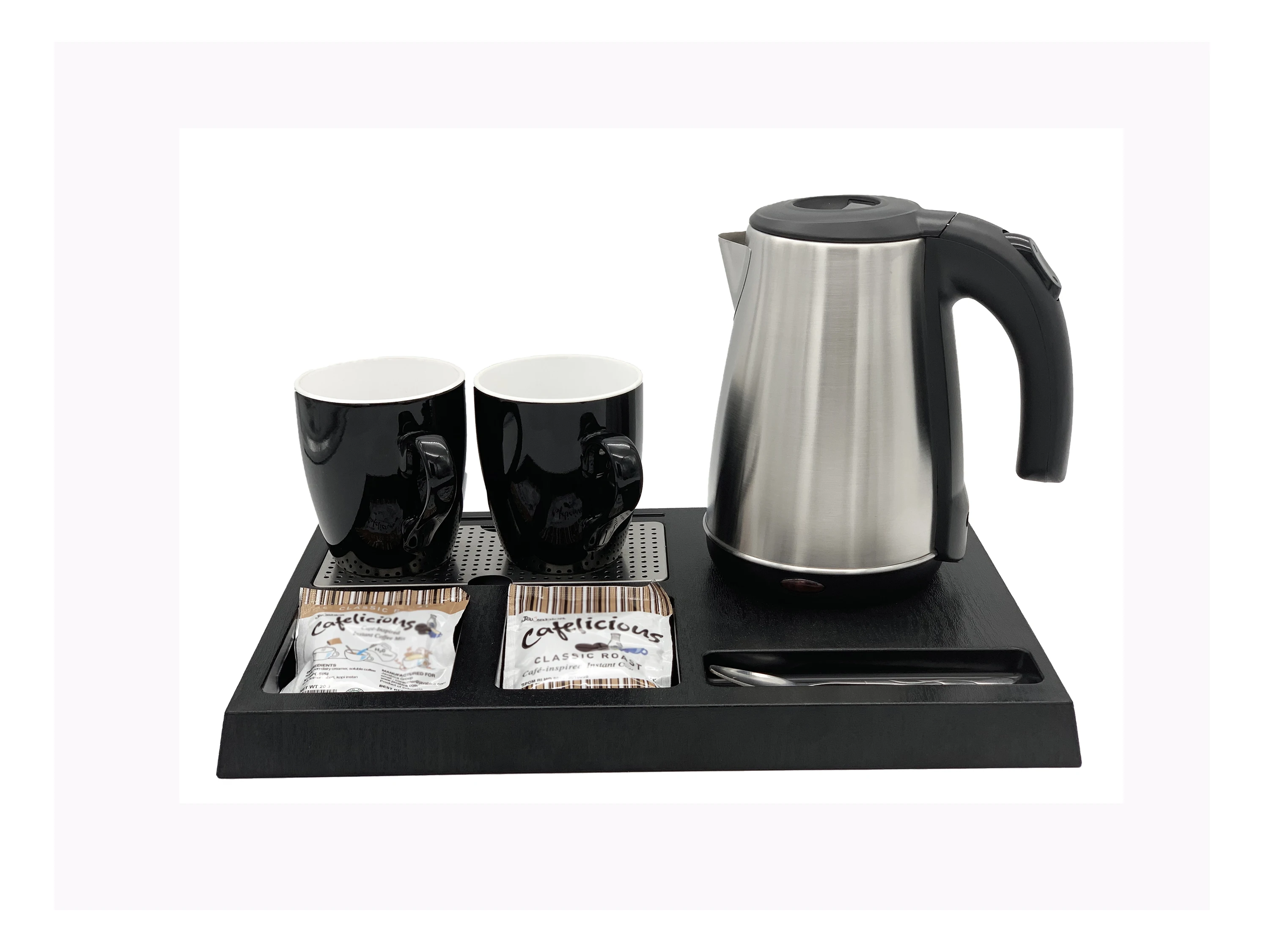 Hotel Stainless Steel Electric Kettle Tray Set For Hotel Welcome Tray ...