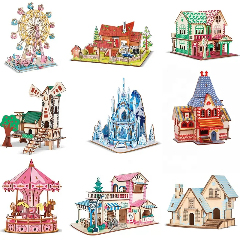 Promotional and Creative Wooden Cartoon 3d Puzzle Model