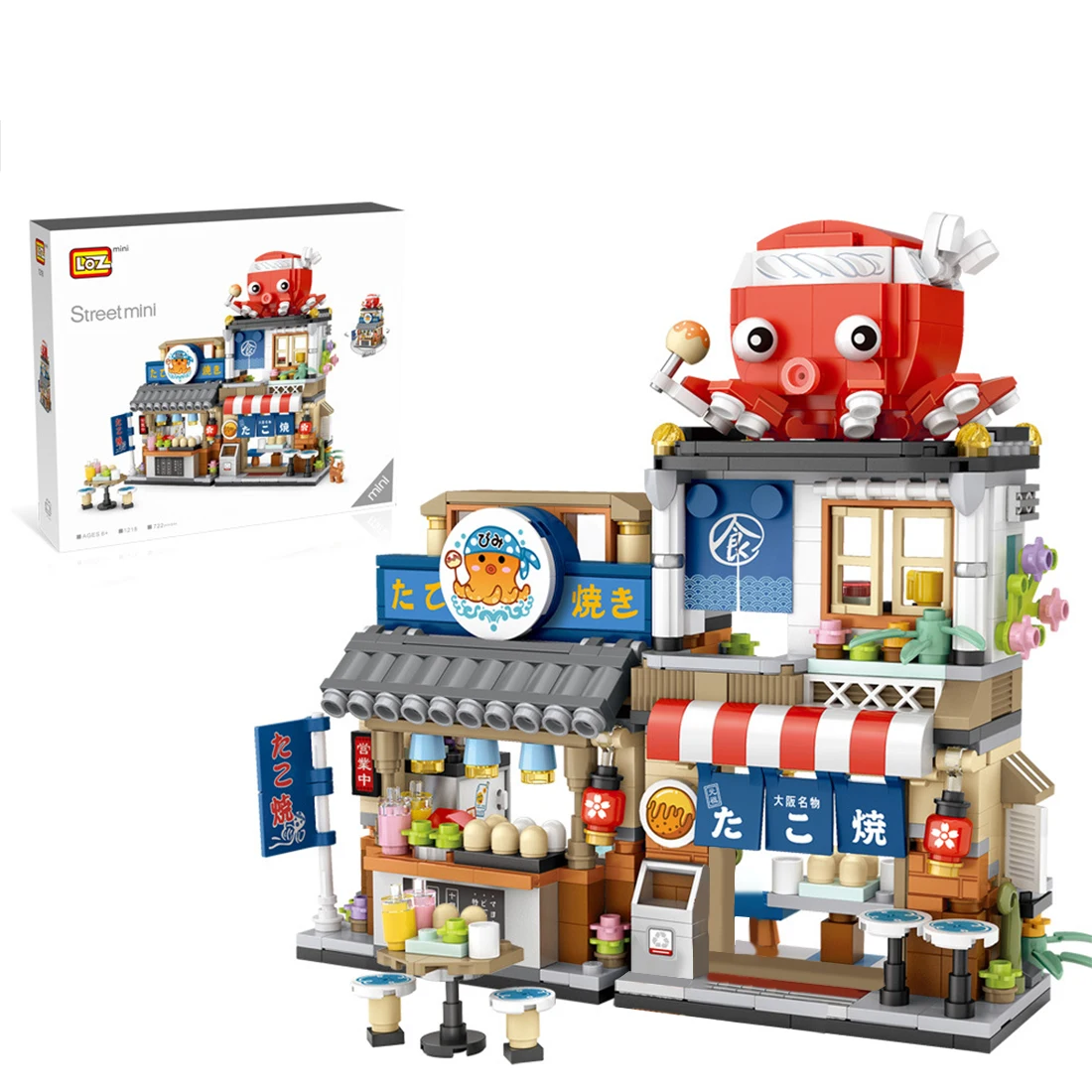 DIY Mini Japanese City Town Street Market Shop Store Toy Building Blocks Bricks