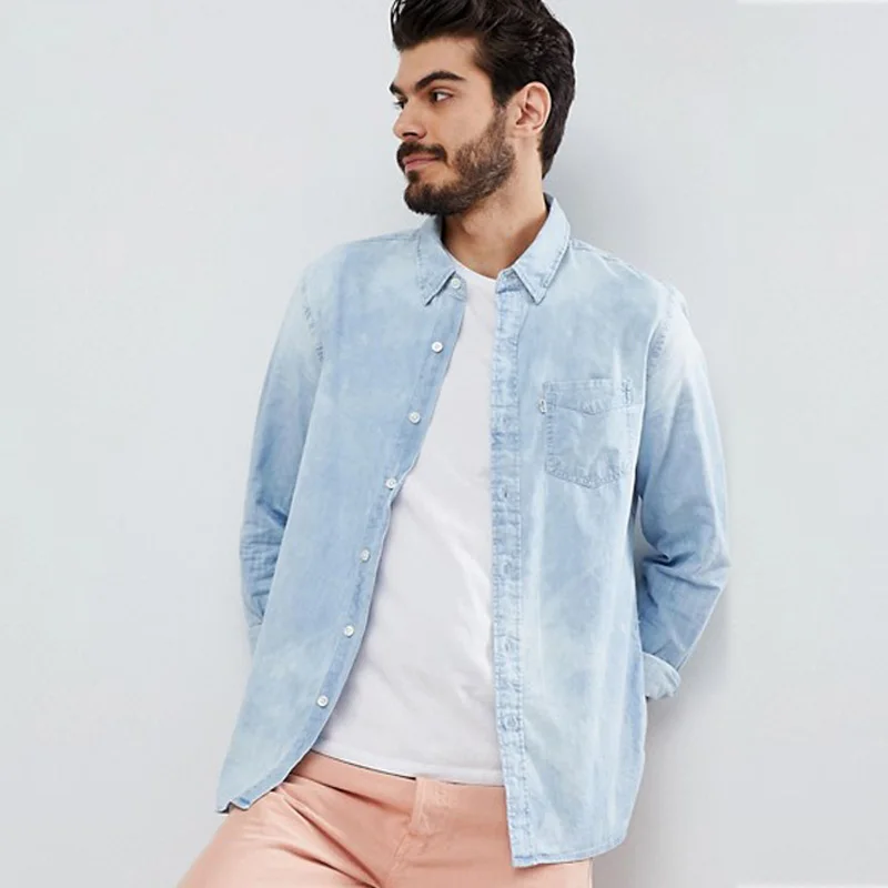 mens slim denim shirt