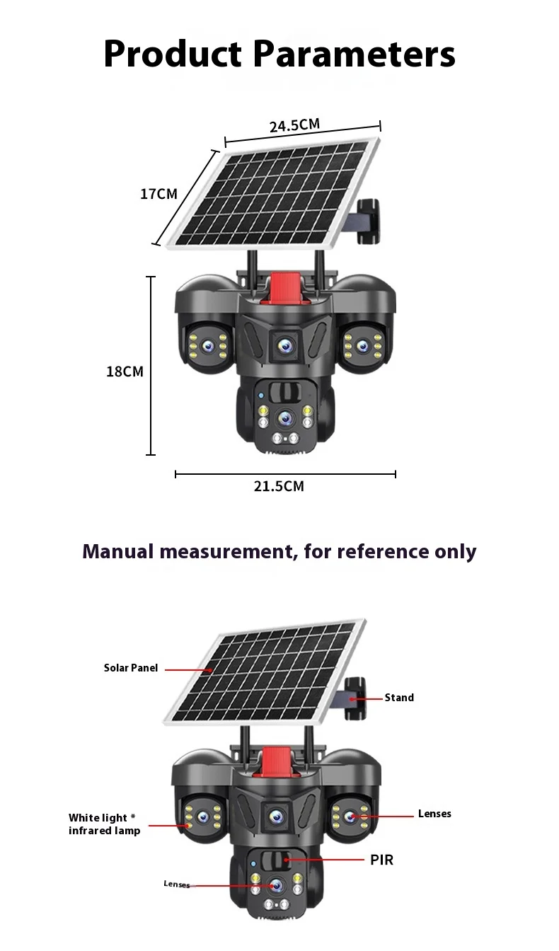V380Pro App Solar High Capacity Long Standby Battery HD Full Color Smart IP Camera Outdoor 360 Human Body Sense PTZ Monitor OEM
