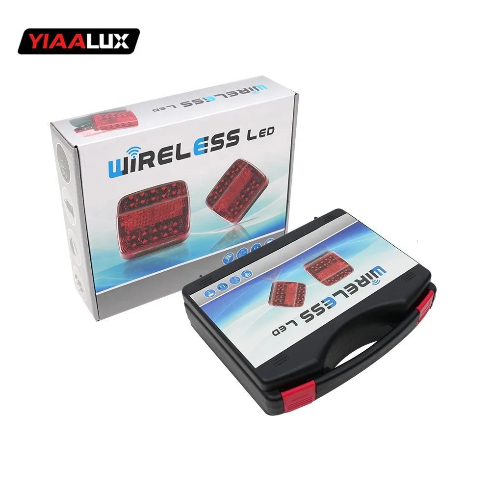 product dc 12v 24 volts universal 20 leds square amber red wireless trailer truck lights rechargeable led magnetic truck led tail lights-18