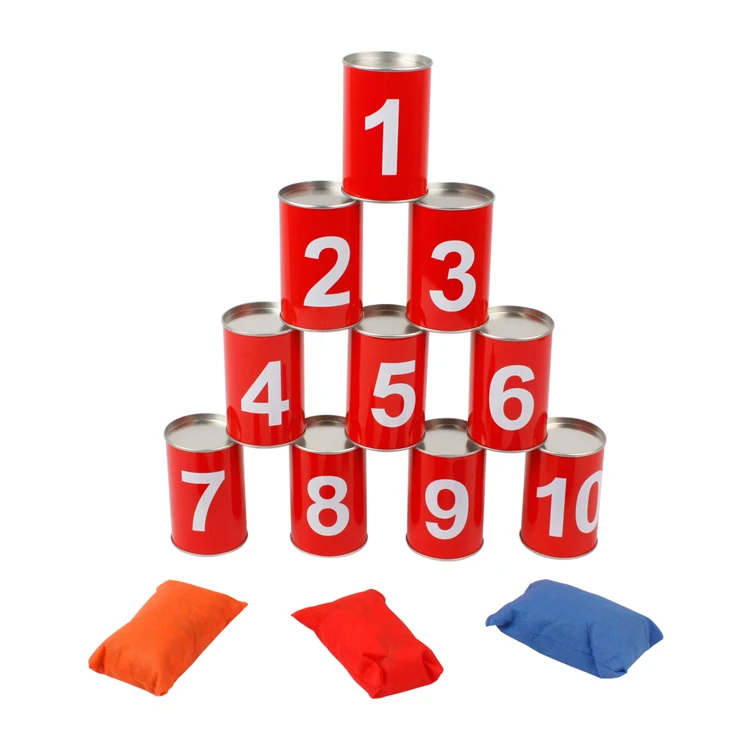 Outdoor Garden Bean Bag Tin Can Toss Game Iron Hit Tin Can Alley Game