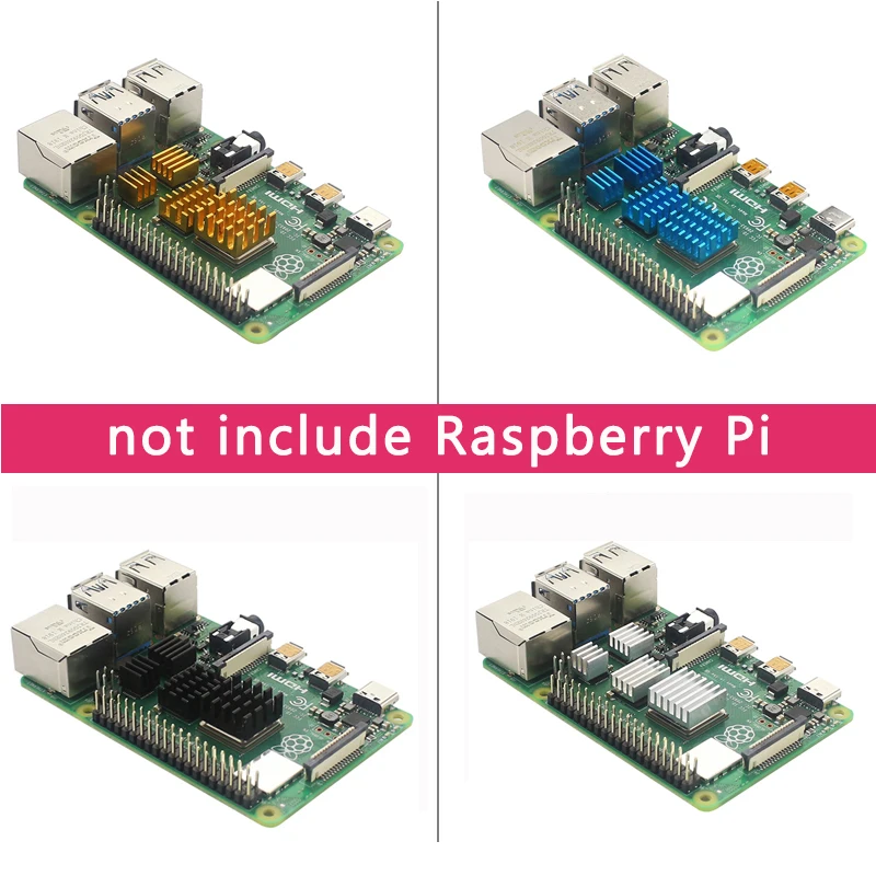 Raspberry Pi 4 Heat Sink Aluminum Metal Heatsink Black Cooling Pad Cpu ...