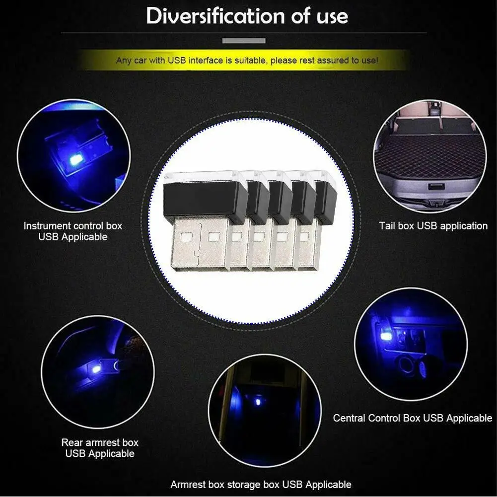 Universal Led Ambient Light Usb Car Atmosphere Light Mini Auto Interior