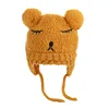 Manufacture Wholesale Baby Knit Hat Cute Bear Toddler Earflap Beanie Warm for Winter Warm Winter Hats for Baby