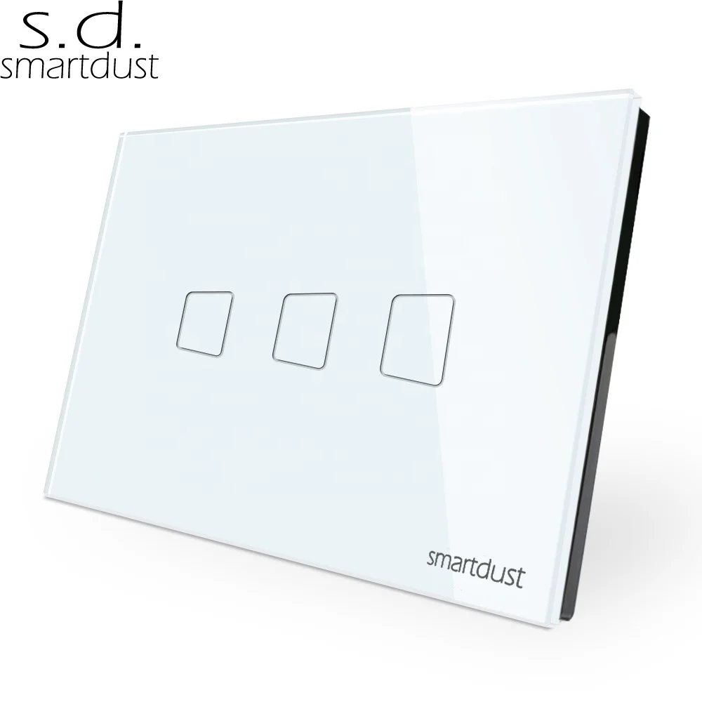 Smartdust US AU 110V Waterproof Interruptor Inteligente Glass Wall Tuya Google Home AlexaTouch WIFI Smart Dimmer Light Switch