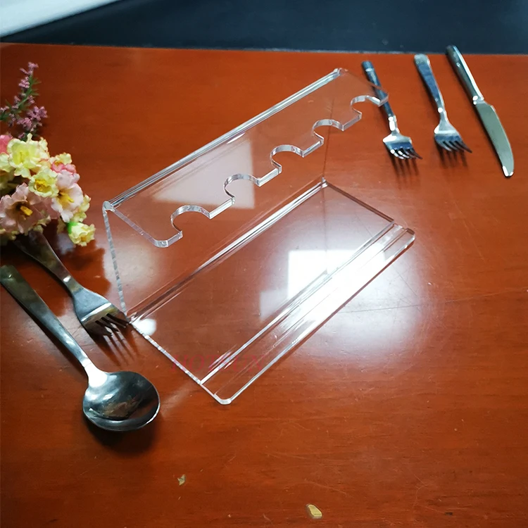 Clear Plexiglass Fork Collection Display Stand Flatware Organizer Rack