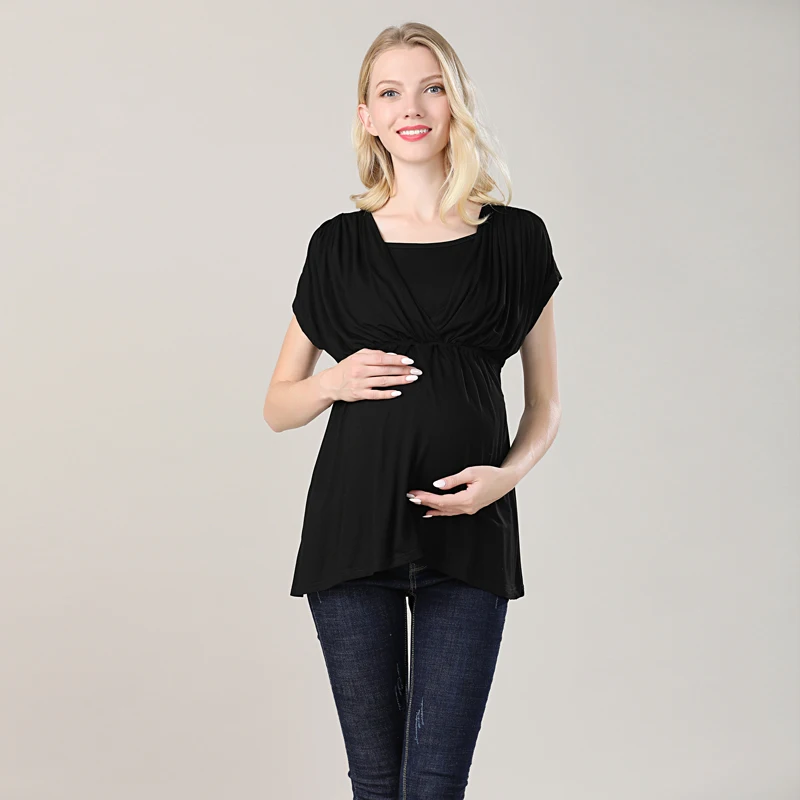 Women Pregnant Maternity Clothes Breastfeeding Stretch Casual Tshirt Nursing Top