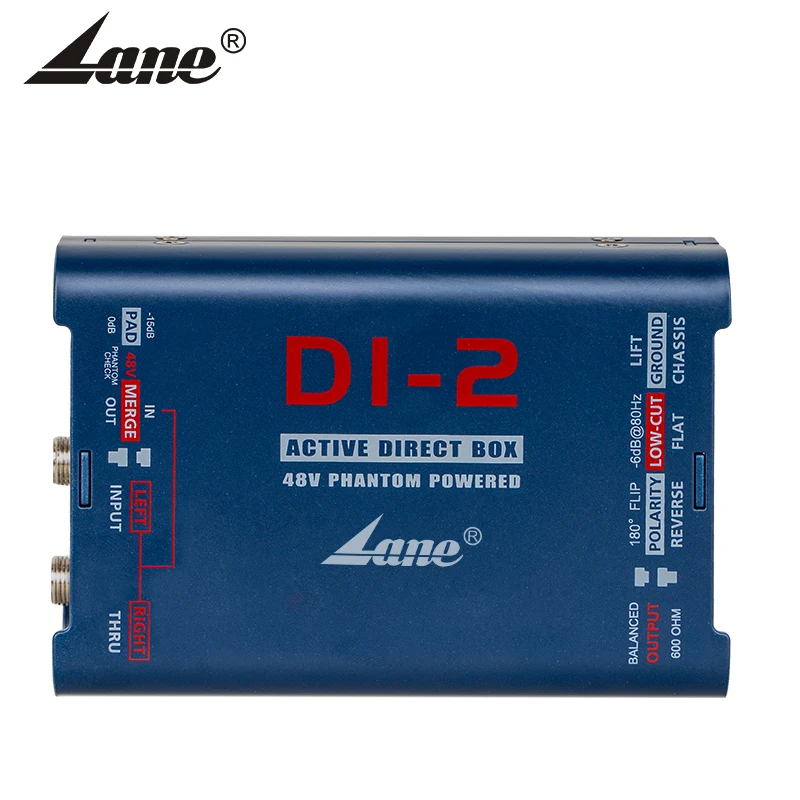 Lane Professional 48v Phantom Power Di2 Active Di Direct Box 1/4