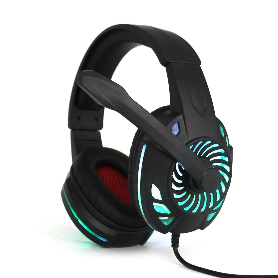 Komc Latest Patent Usb Gaming Headphone 7 Color Flashing Light Led Top