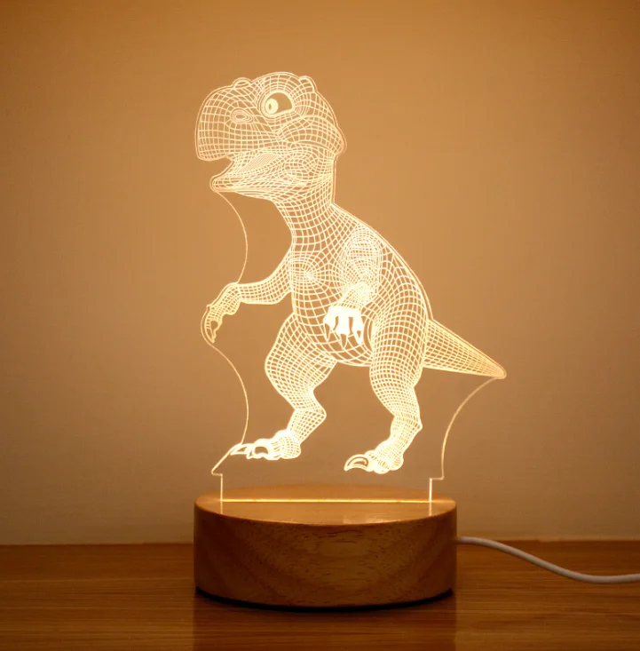 Kanlong romantic acrylic led lamp table for kinds room warm 3d animal moon star dinosaur night light