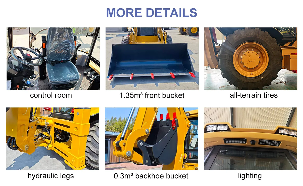 LANDNEO Diesel Backhoe Loader 4 Wheels Optional YUCHAI CUMMINS EURO3 EURO5 Engine 75KW Motor