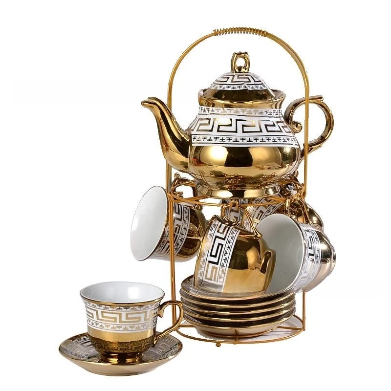 Luxury Golden Design Tea Set Teapot Set Porcelain With Stand Buy High