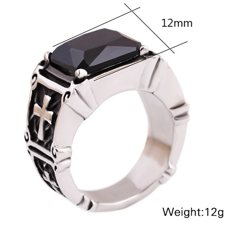 product-BEYALY-Fashion Hiphop Stainless Steel Ring With Red Gemstone For Men-img