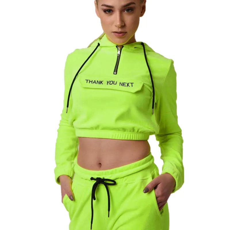 neon green crop hoodie