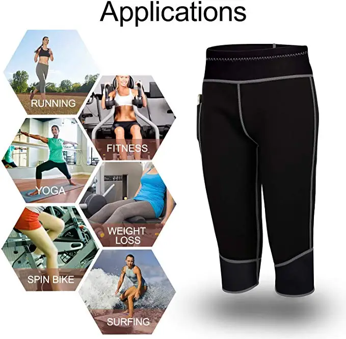 Wholesale Neoprene Sauna Sweat Shorts For Women Weight Loss Workout Thigh Pants With Pocket