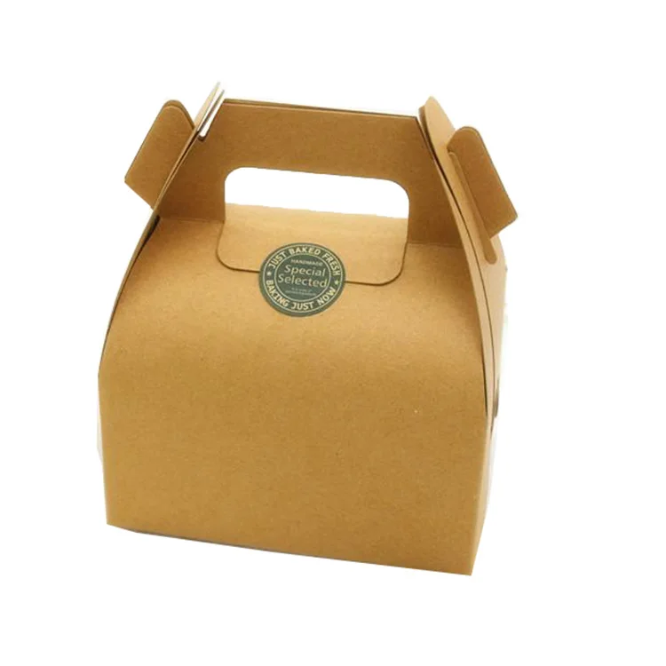 Wholesale Custom Portable Kraft Paper Cake Food Box Bulk Cheap Wedding Gable Box Cake Packaging