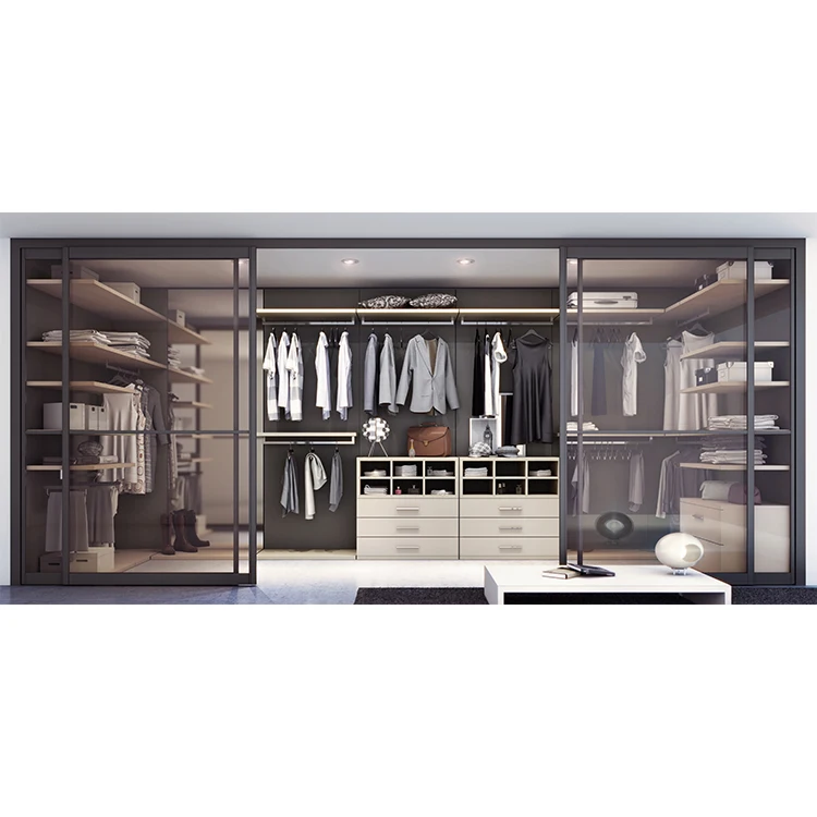 Customized Portable Sliding Wooden Clothing Wardrobe Cabinet