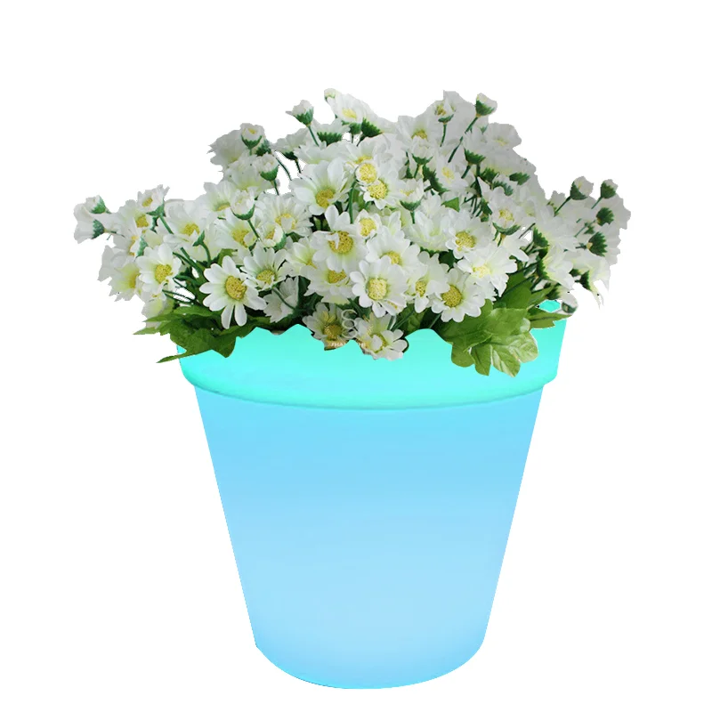 new style factory price best sell 16 colors chargeable colorful plastic LED flower pot for living room