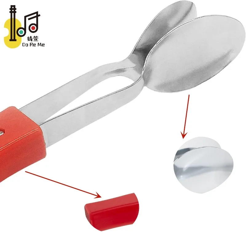 Percussion Plastic Handle Maracas Musical Spoons Instrument Toy Kid Percussion Stainless Steel