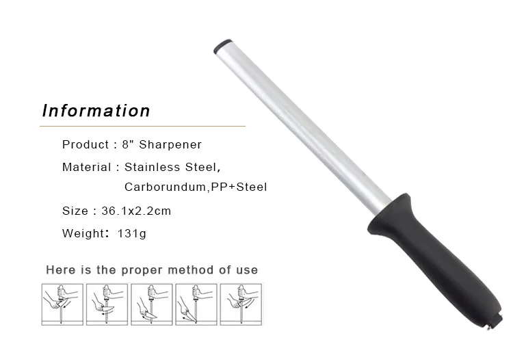 Black Color PP Handle Stainless Steel Sharpener