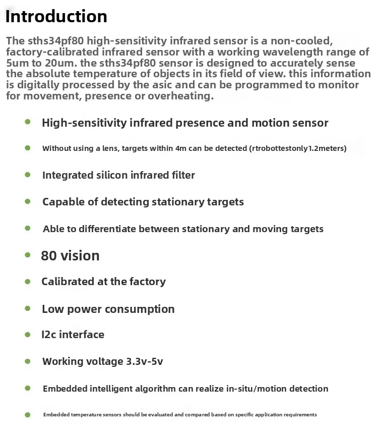 STHS34PF80 High-Sensitivity Infrared Sensing Module with Static Human ...