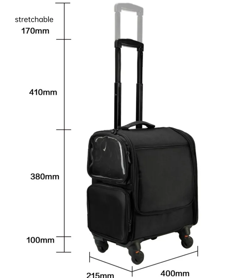 Fashion Ecofriendly Nylon Travel Party Makeup Bag With Pull Rod Wheel