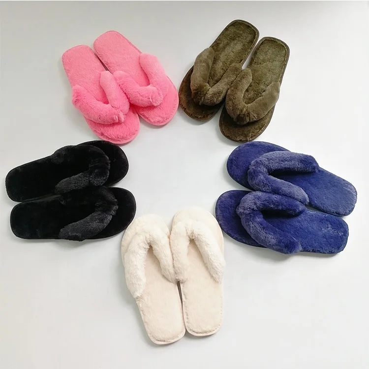 Fluffy thong slippers hotsell