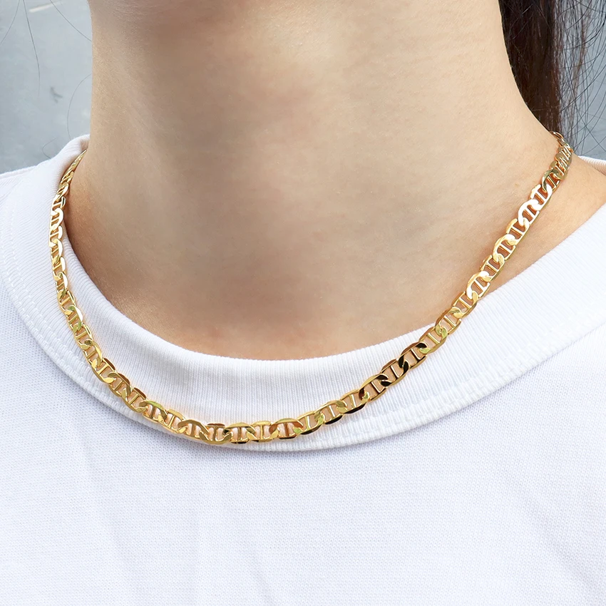 18K Iced sale Mariner Link Neck Chain