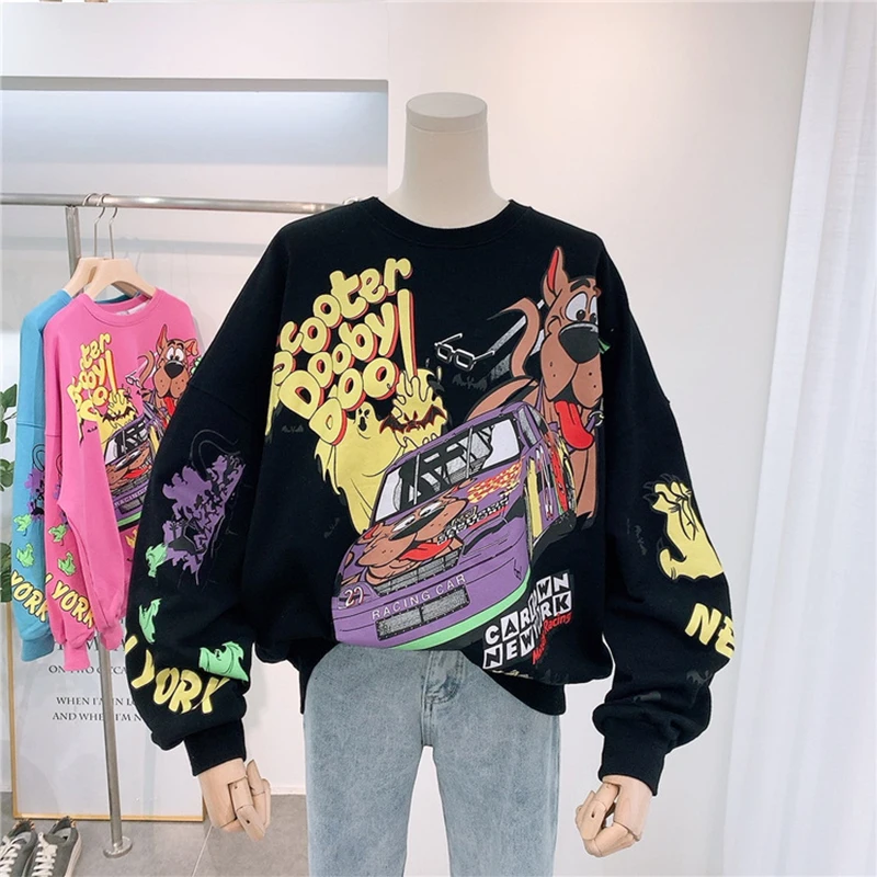 
2020 Autumn New Oversized Graffiti Hoodies Women Lady Christmas Japanese Style Sweatshirt For Women Clothing Pullover Tops Coat 
