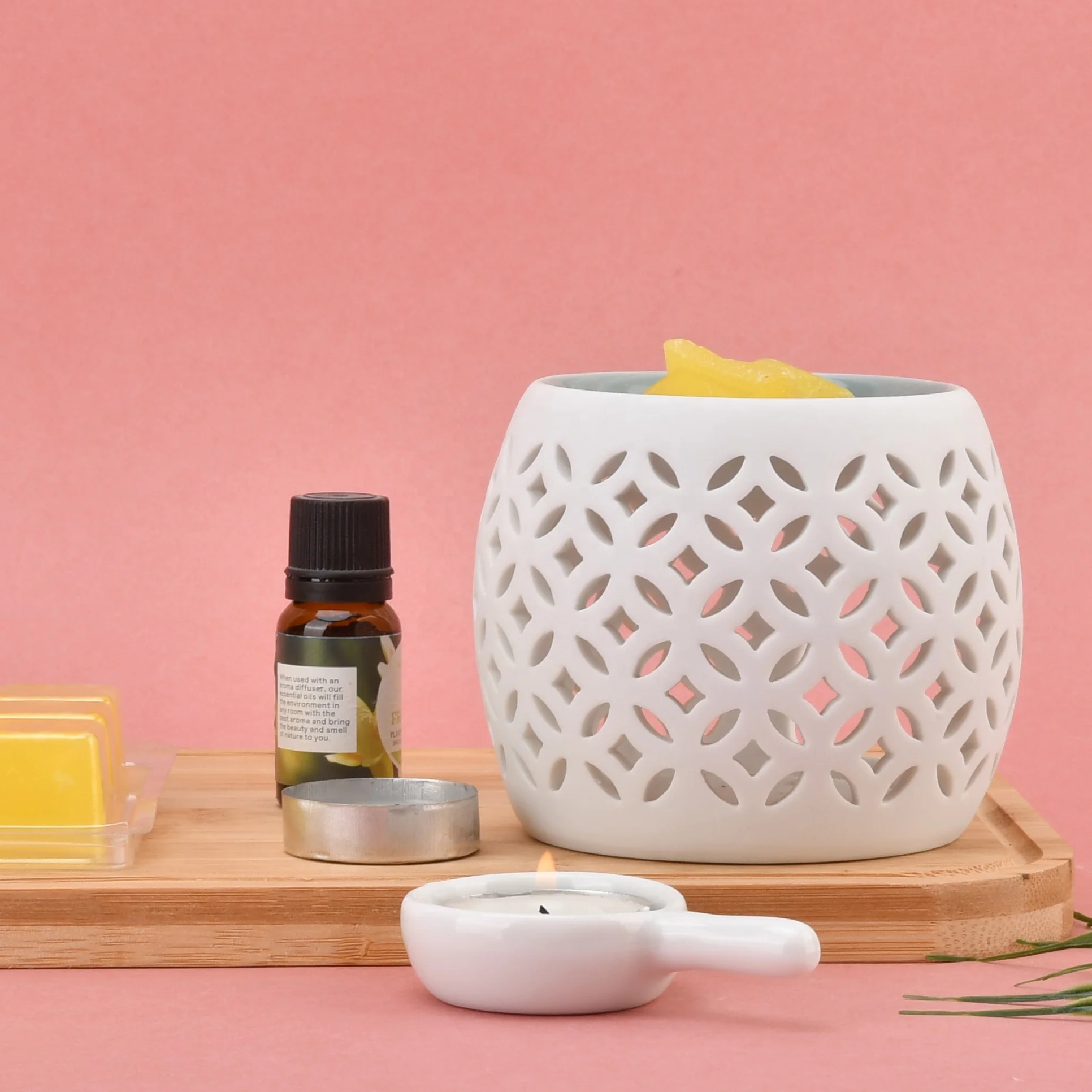 Ceramic Tealight Candle Holder Essential Oil Burner Porcelain Wax