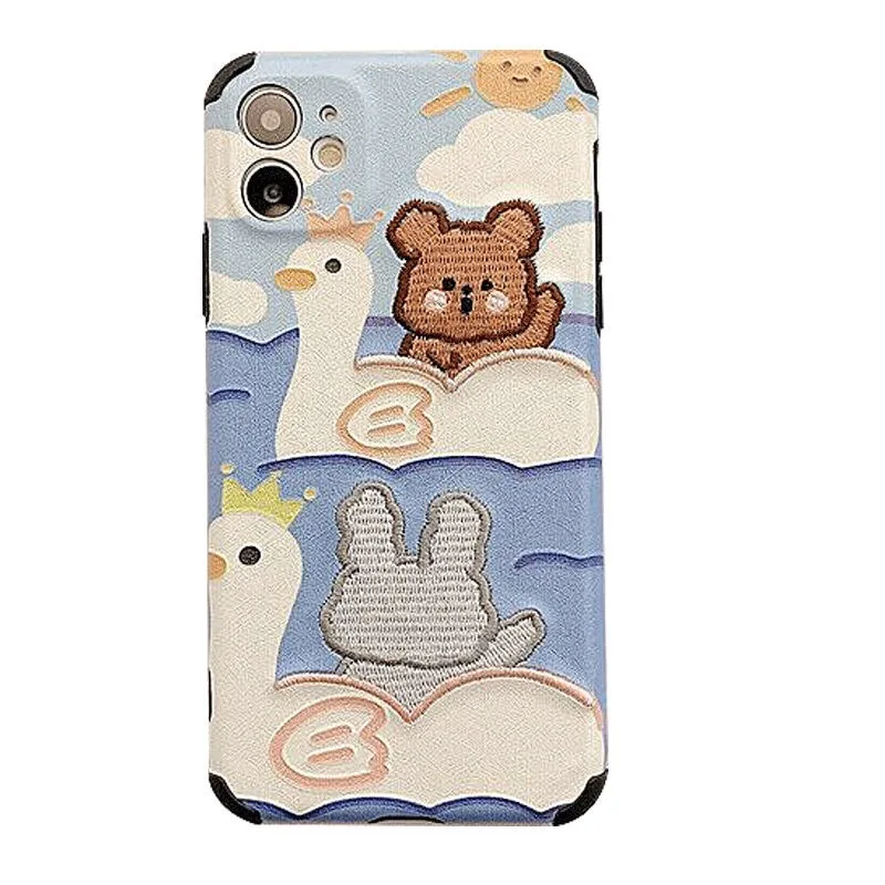 适用于iphone 12 pro max 12 pro 11 x xs max可爱卡通图案背面手机壳