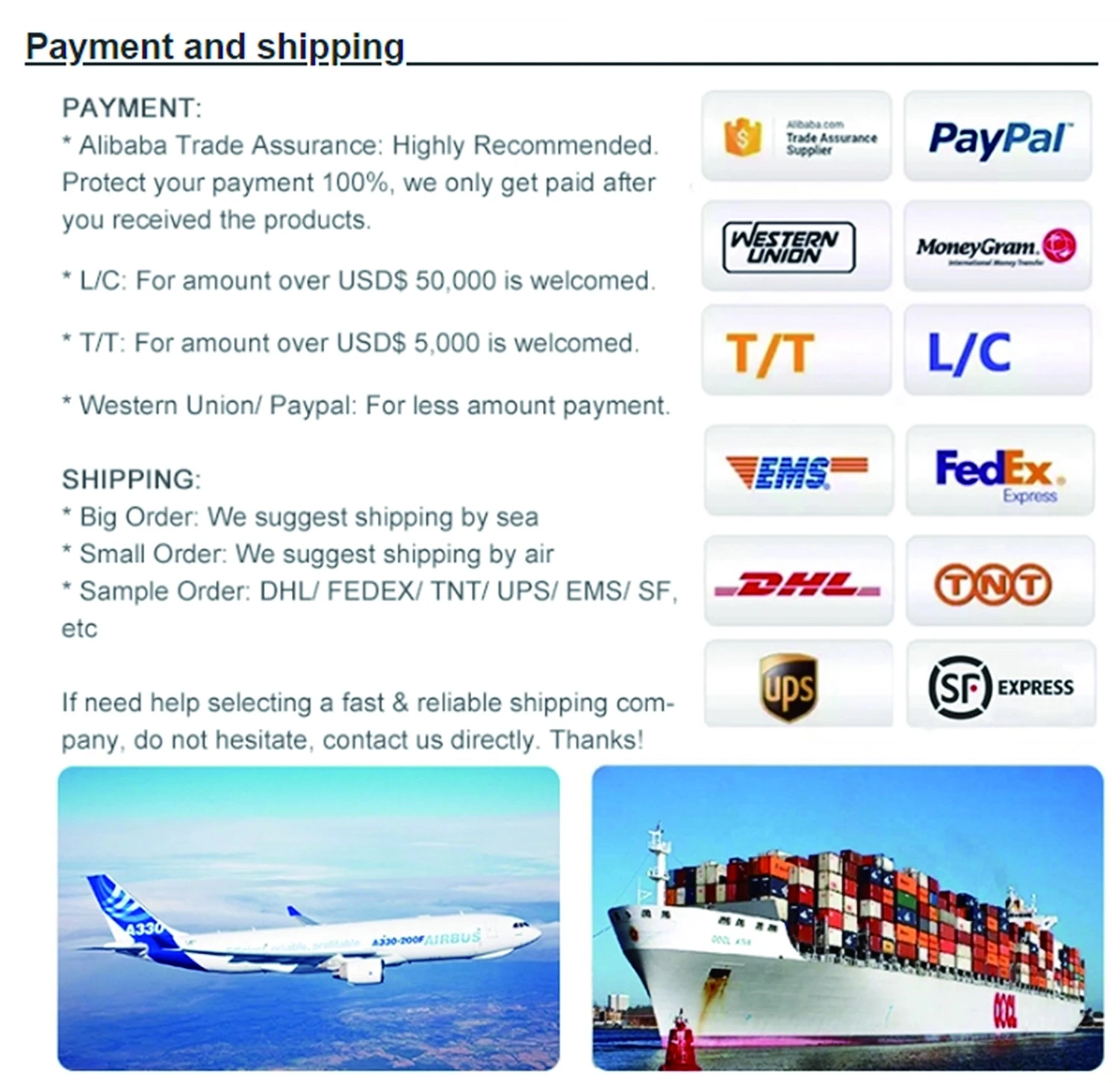 Payment&shipping