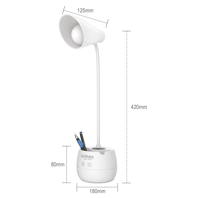Rechargeable LED Desk Lamp with Phone & Pen Holder - Touch Control