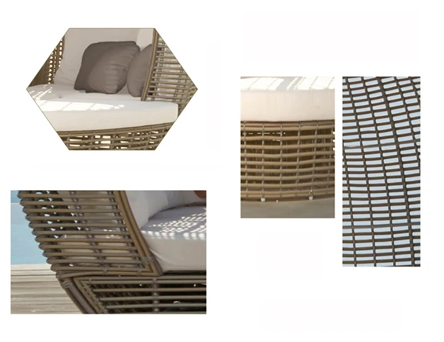 European style outdoor wicker round shape sofa with canopy