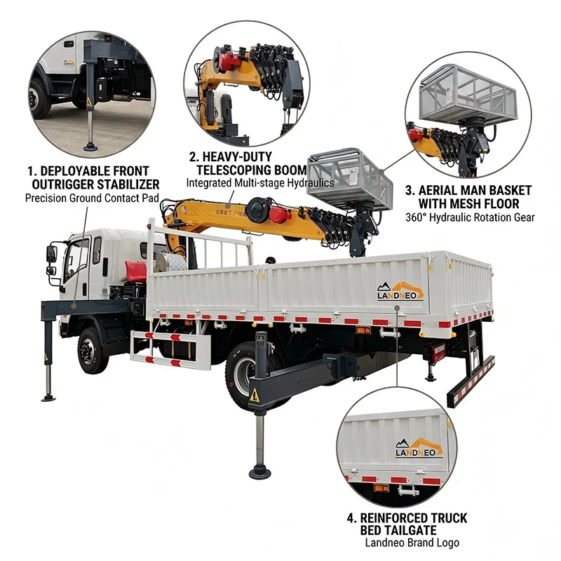 Professional 20 Meter Truck Mounted Aerial Lift Platform 360&deg; Rotating Boom Lift for Utility Services