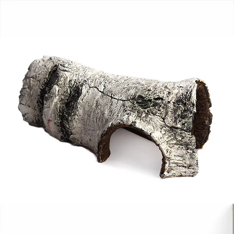 Unique White Resin Tree Log Reptile Hide Cave Decoration For Reptile