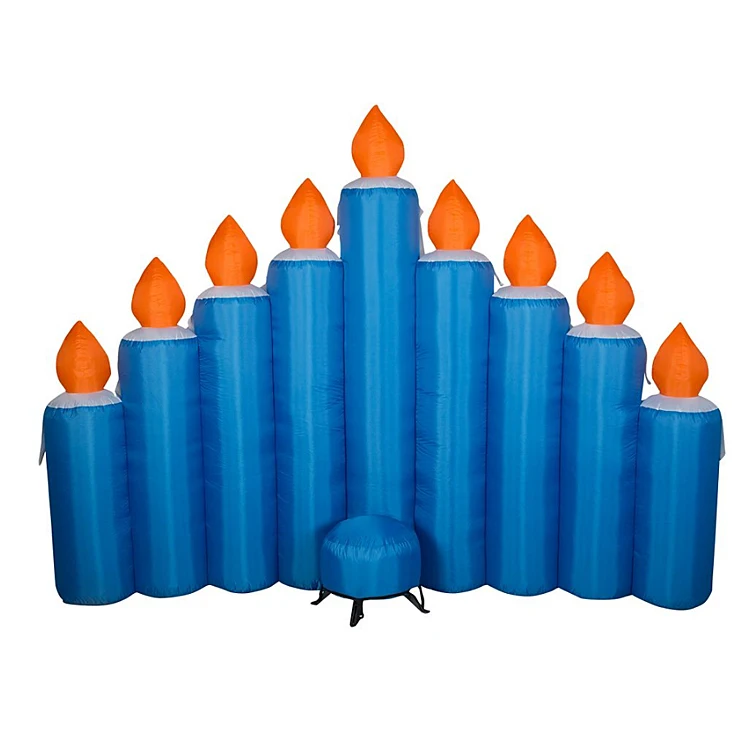 Hot Sale Outdoor Indoor Holiday Decorations Inflatable Happy Hanukkah Candles With LED Light
