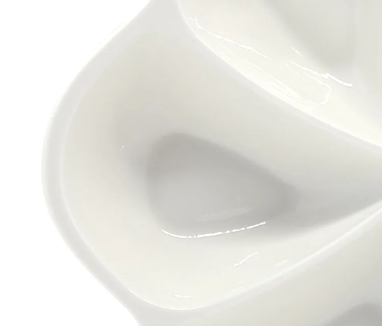 Fine dining restaurant porcelain dishes ceramic white 6 compartment dinner plates set for buffet
