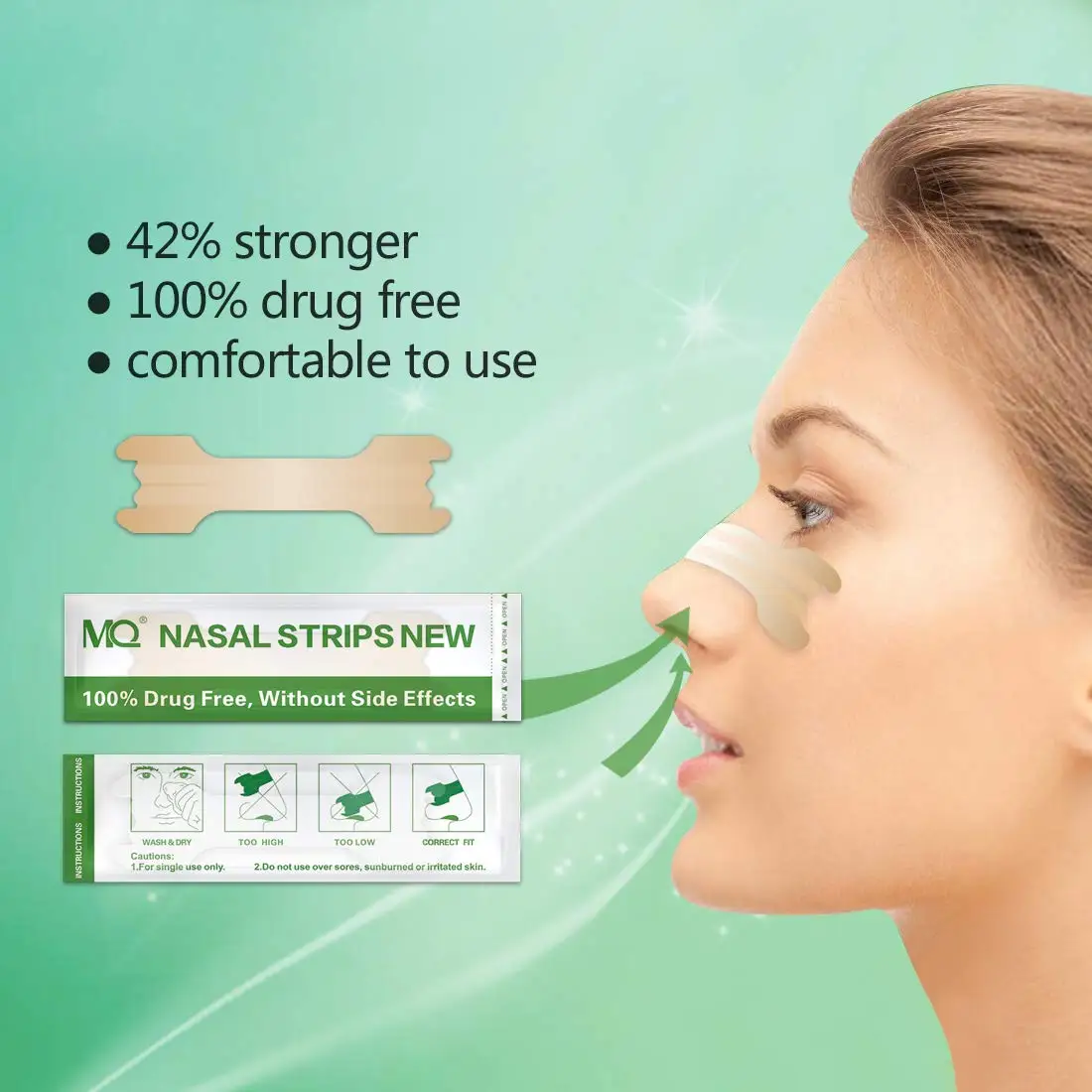 Factory Price Free Sample Mq Nasal Strips Anti Snoring Breath Right ...