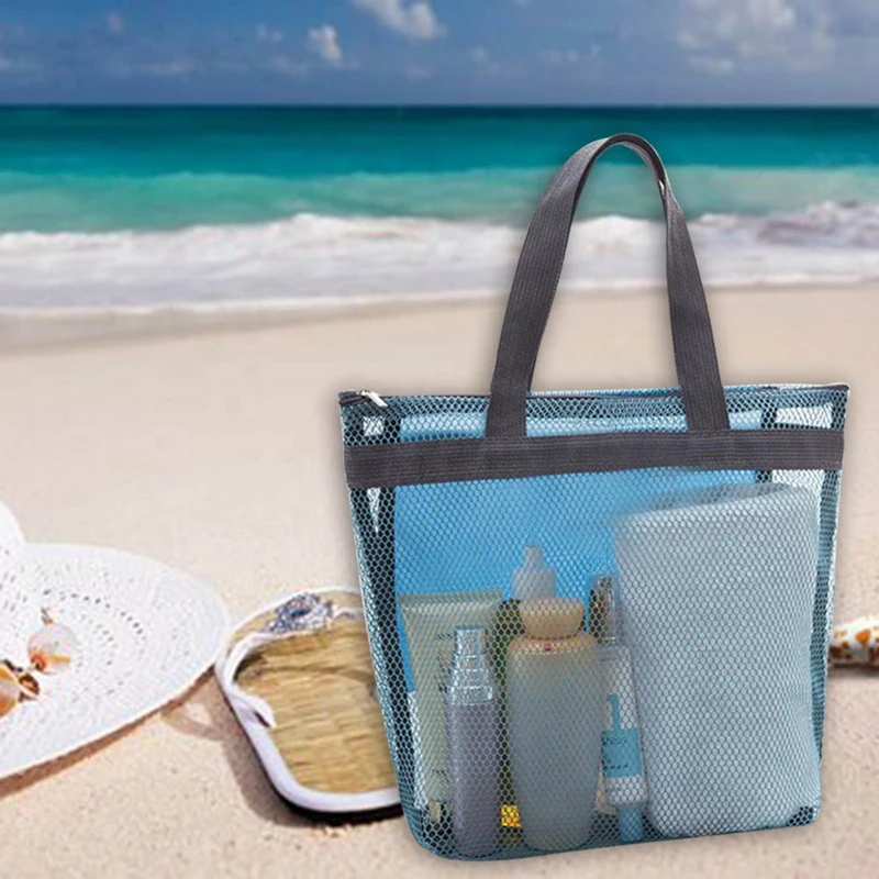 Custom Beach Bags Storage Floral Mesh Tote Handbags Women Outdoor Swimsuit Collect Package Bath Toiletry Bag