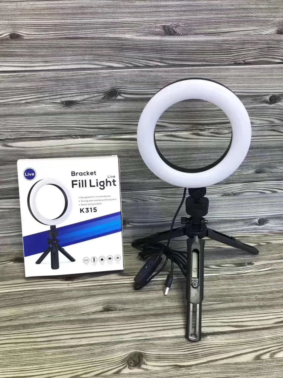 Top Vente 6 pouces Vivre Remplissage D'anneau Lumière Dimmable A Mené La Lumière D'anneau De Selfie avec Support Pour Téléphone Portable Support De Trépied