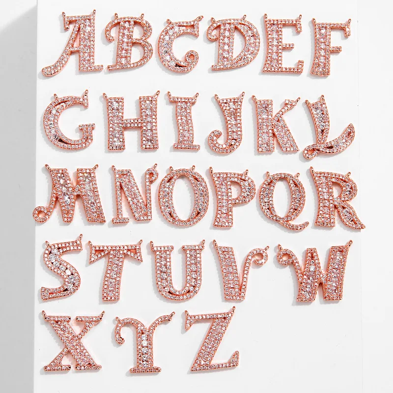 fashion statement 26 letters 18k gold plated charm zircon letter