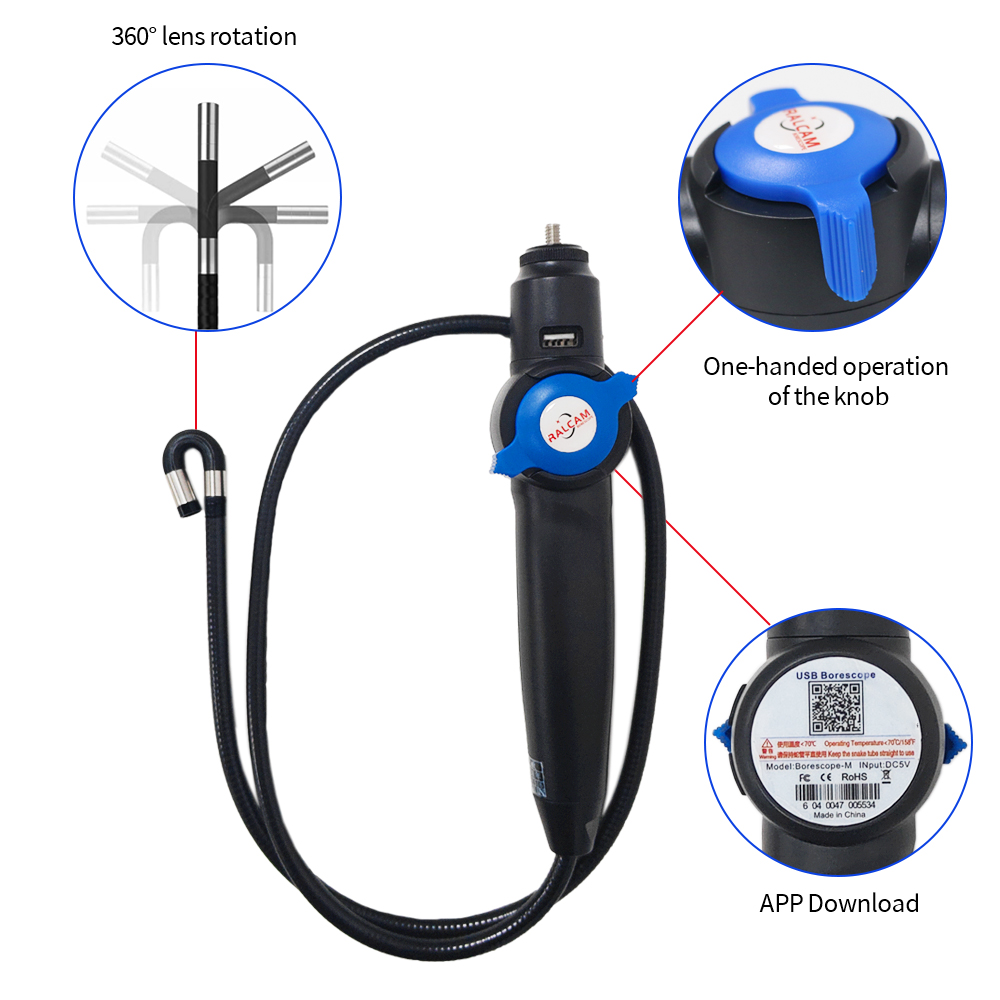 Ralcam 2way Articulating Flexible Snake Borescope 8.5mm Lens Camera